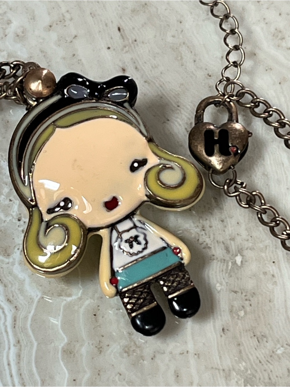 VTG Rare Betsey Johnson 2012 "Mod 60's Retro Girl Power" Face, Padlock clasp